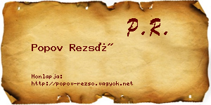 Popov Rezső névjegykártya